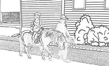 Coloring Page - Pony Ride with Dad